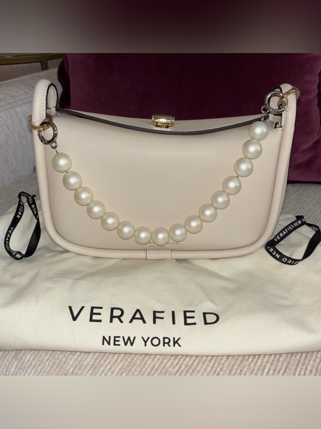 Verafied New York Coconut Shoulder Bag With 3 Removable Strap Options Nwot
